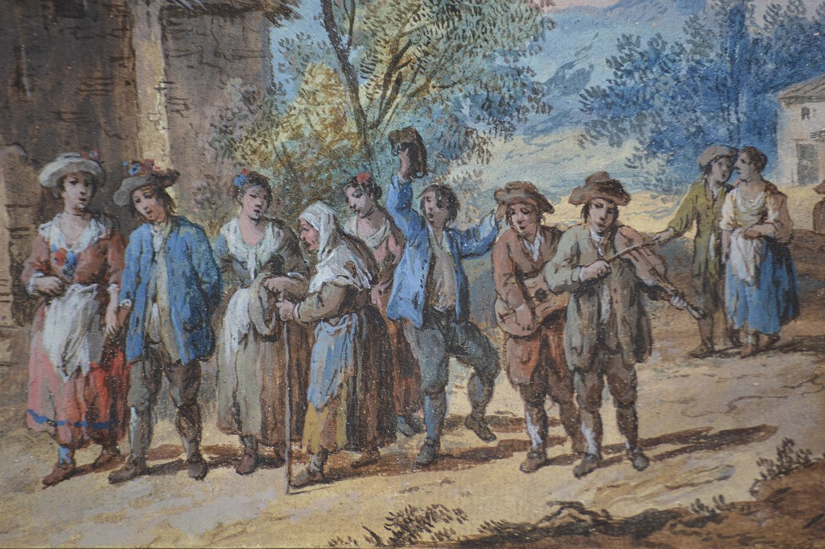 Giuseppe Zais 1709-1784. Venetian School. "village Festival."-photo-2