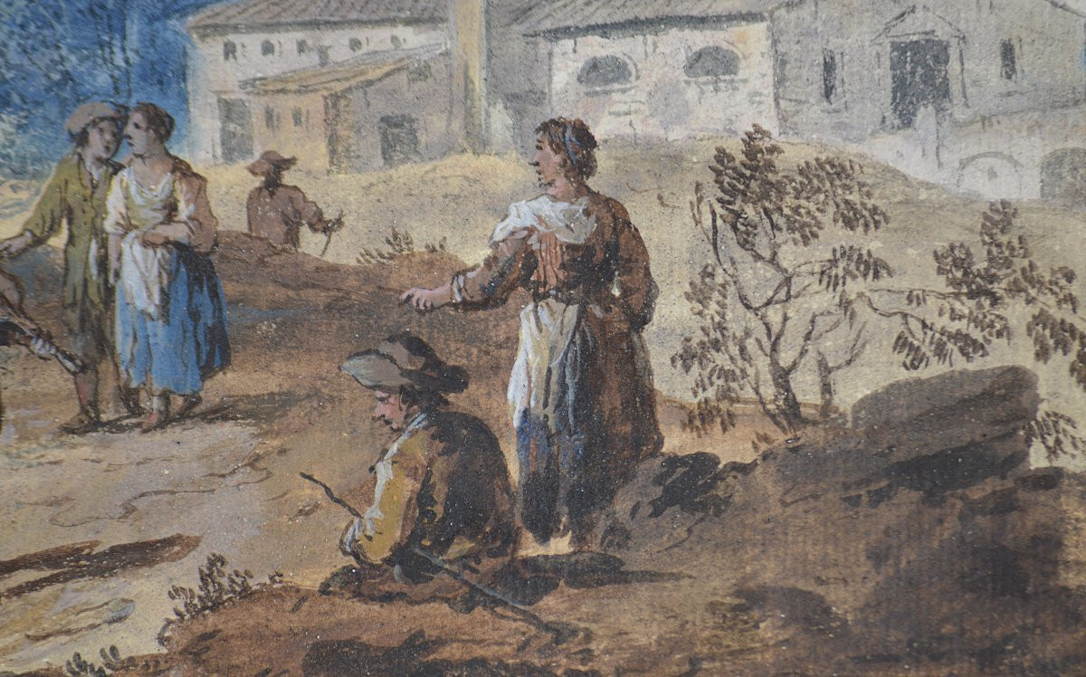 Giuseppe Zais 1709-1784. Venetian School. "village Festival."-photo-3