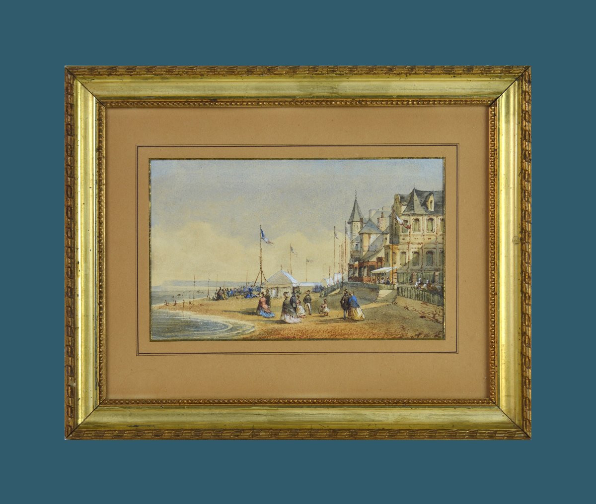 Alice De Forestier, 19th Century. "the Beach At Trouville, The Casino."-photo-2
