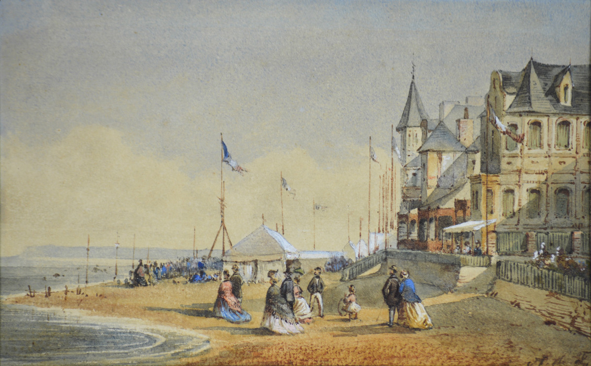 Alice De Forestier, 19th Century. "the Beach At Trouville, The Casino."