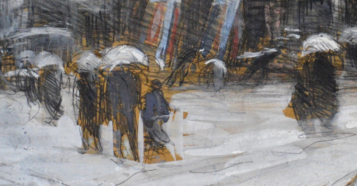  Gaston Frédéric de Burggraff né en 1857. École Irlandaise. "Scène de rue."-photo-2