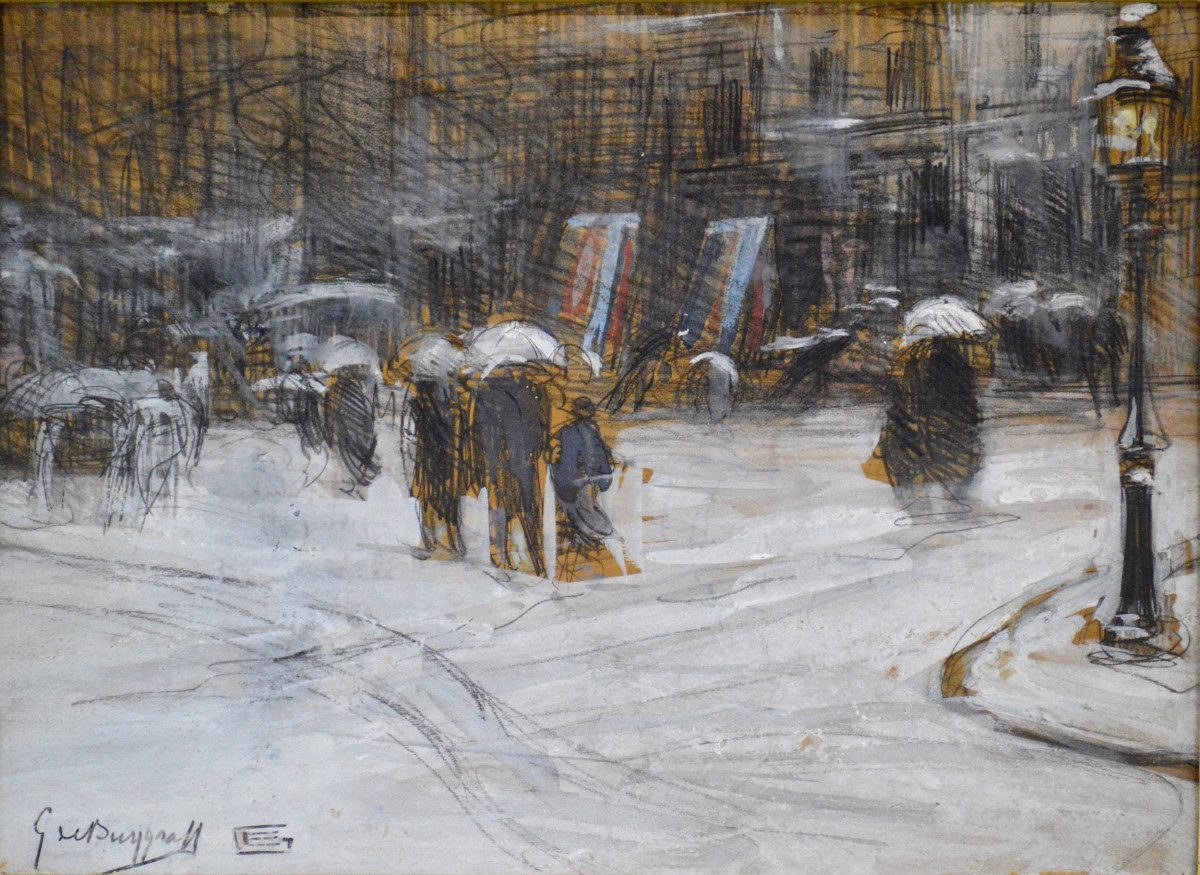  Gaston Frédéric de Burggraff né en 1857. École Irlandaise. "Scène de rue."