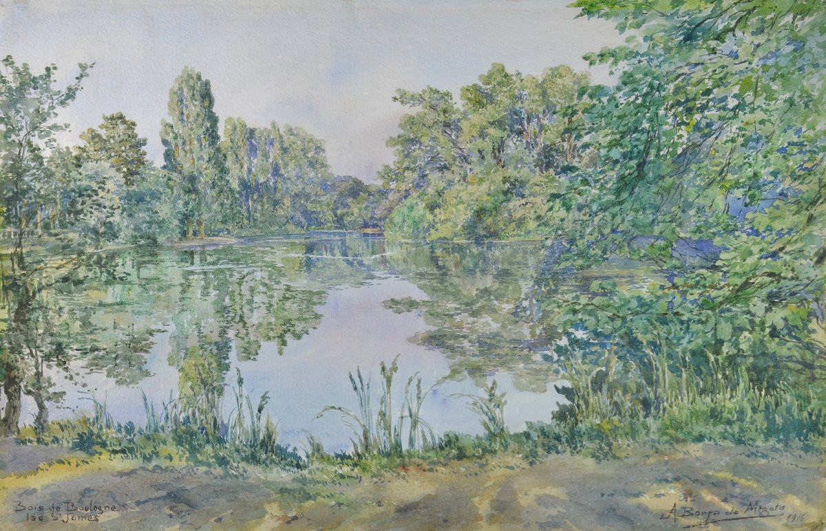 Antonio Borja de Mozota 1870-1965. "Le lac Saint James au bois de Boulogne."-photo-2