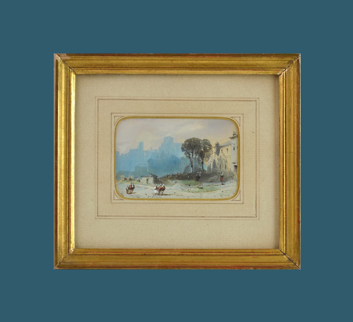 Eugène Ciceri 1813-1890. "Paysage animé."-photo-2