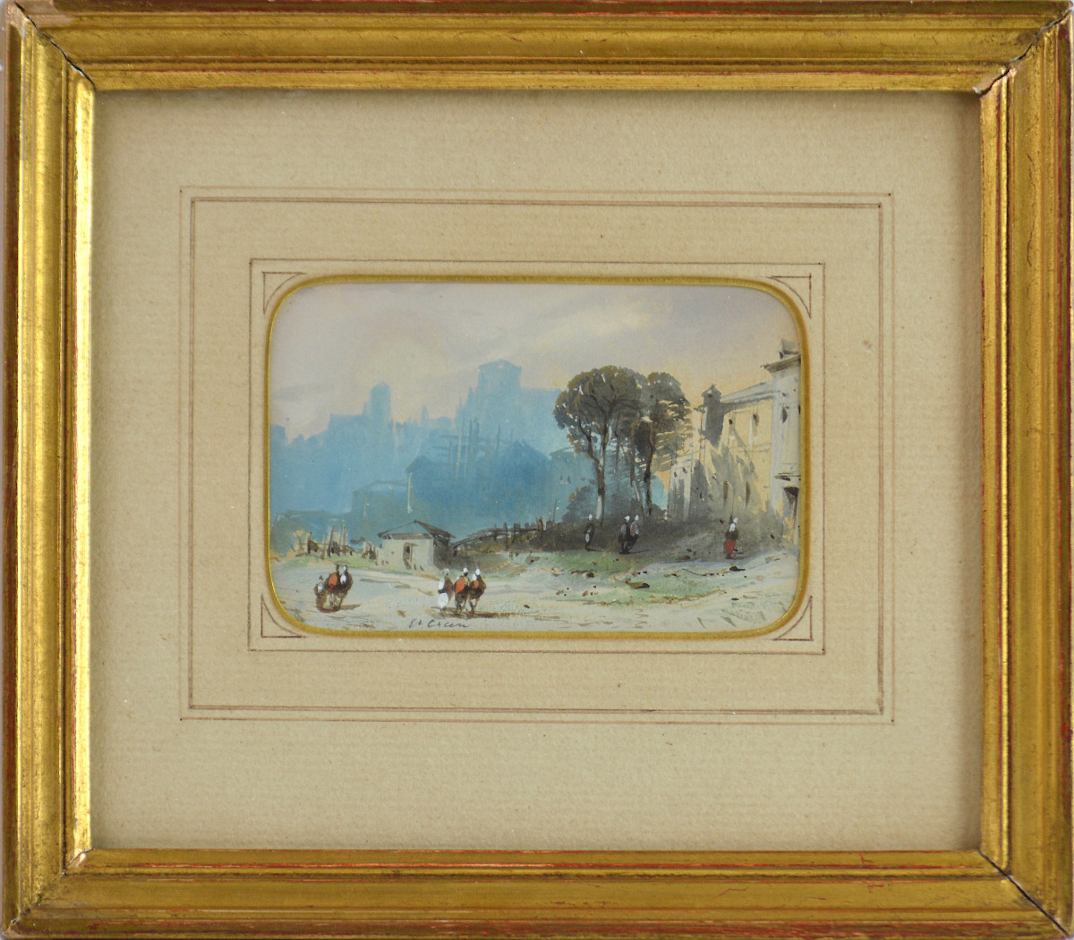 Eugène Ciceri 1813-1890. "Paysage animé."-photo-3