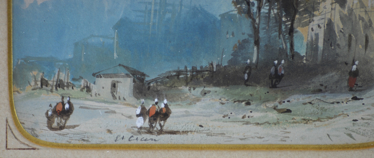 Eugène Ciceri 1813-1890. "Paysage animé."-photo-4