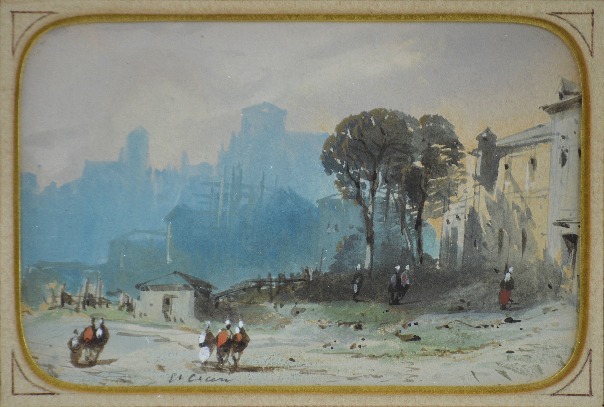 Eugène Ciceri 1813-1890. "Paysage animé."