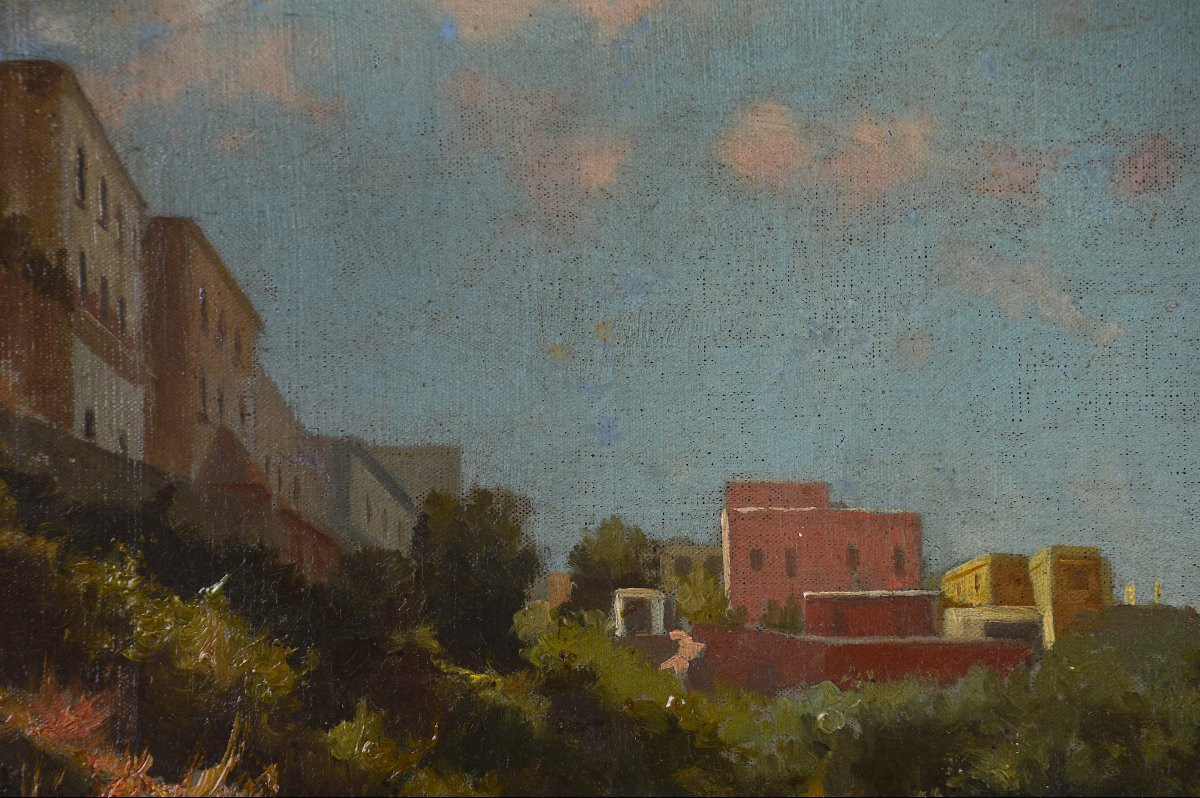 École italienne vers 1900.  "Capri, la plage."-photo-3