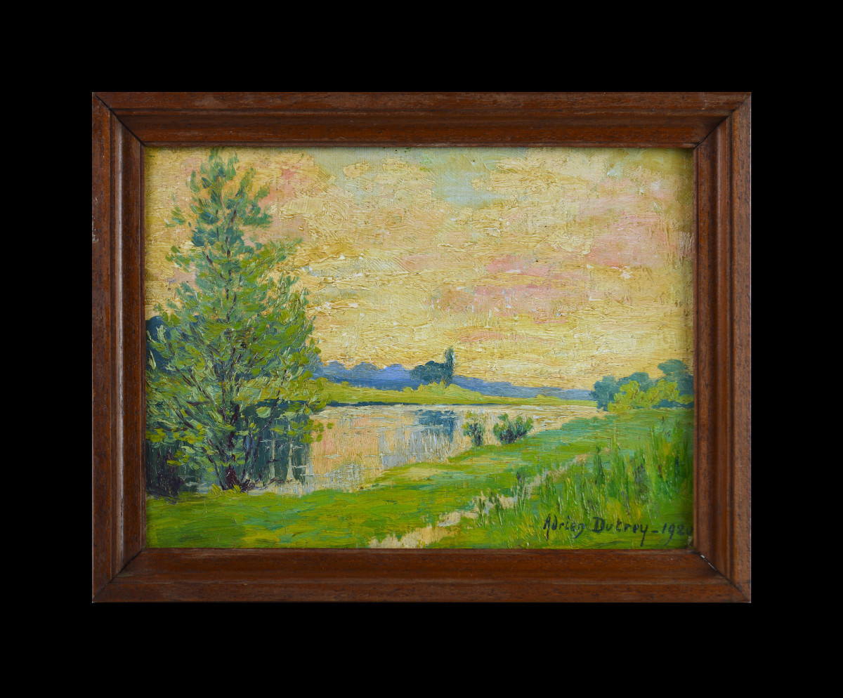 Adrien Dutrey XXᵉ siècle. "La marne à Lagny."-photo-2