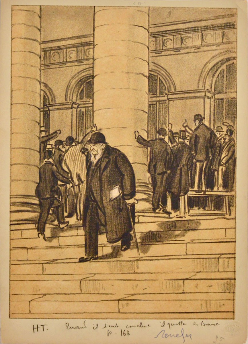 Raymond Renefer 1879-1957. "La bourse de Paris."-photo-3