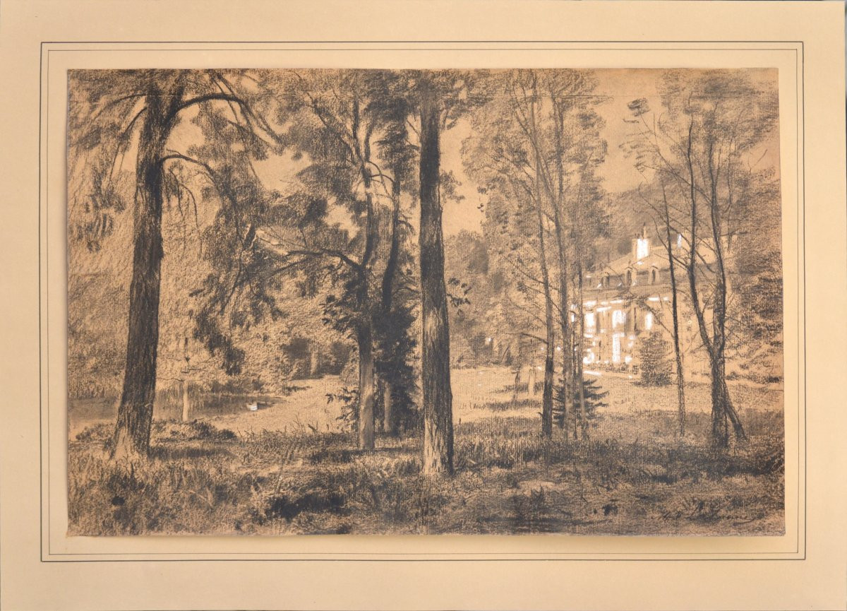 Maxime Lalanne 1827-1886. "Le château et son parc."-photo-2