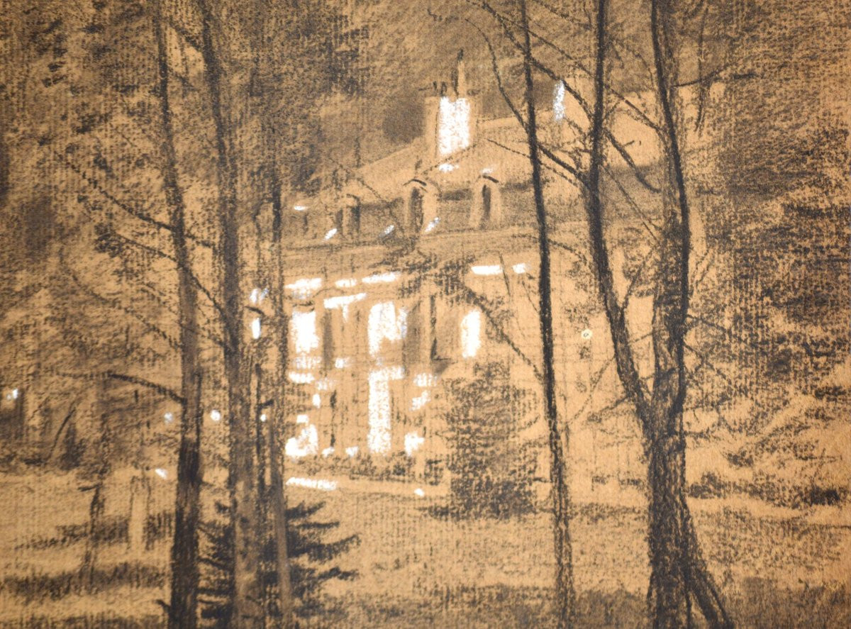 Maxime Lalanne 1827-1886. "Le château et son parc."-photo-1