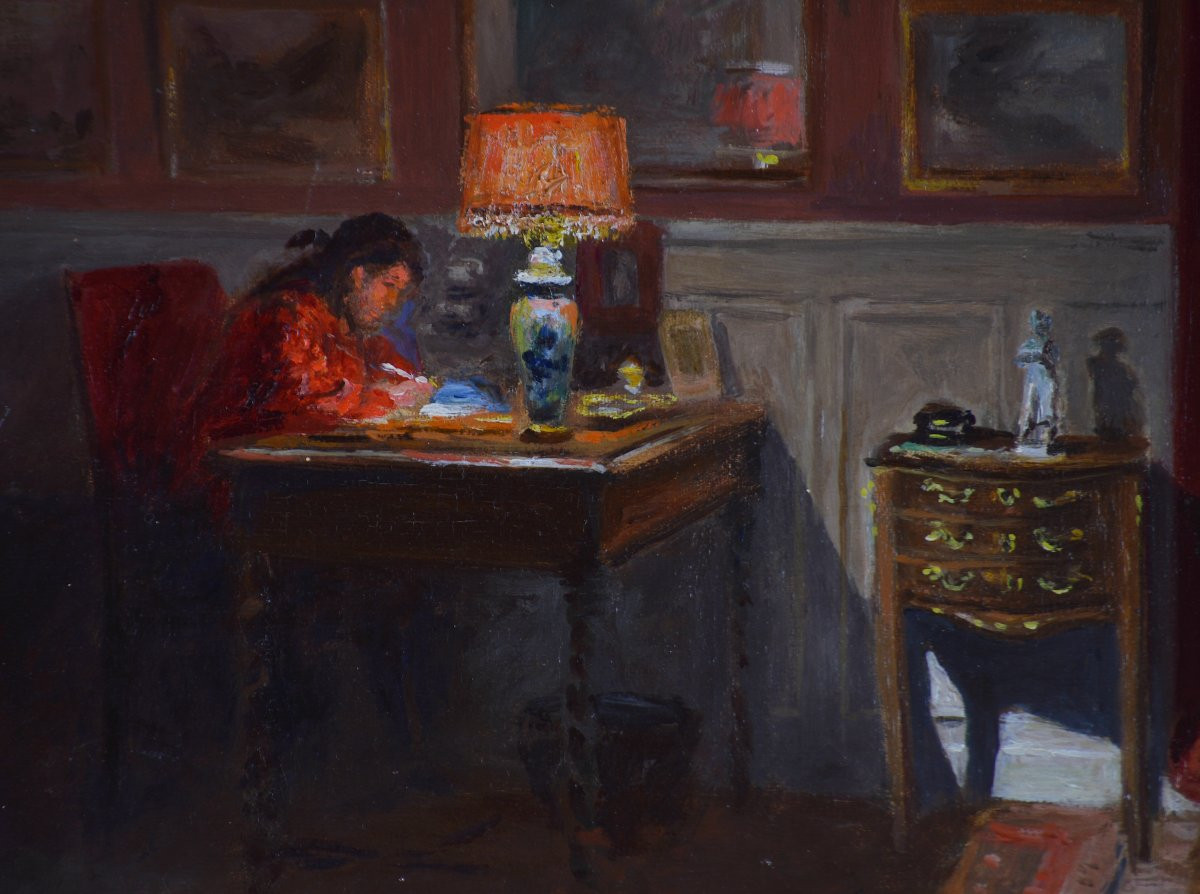 Émile Chaperon 1868-1946. “Scène d'intérieur.”-photo-3