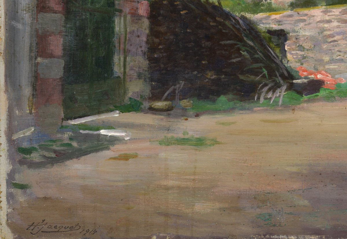 Henry Léon Jacquet 1856-1924. “Rue de village.”-photo-3