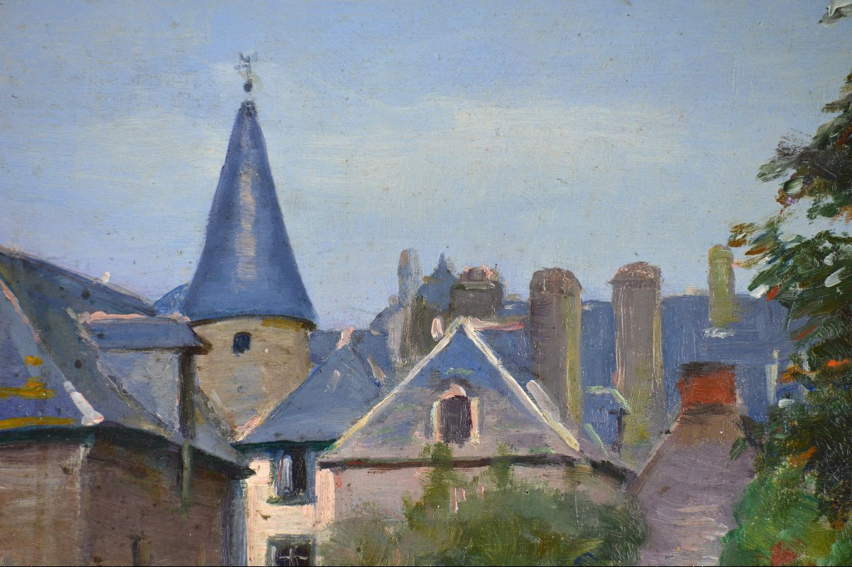 Henry Léon Jacquet 1856-1924. “Rue de village.”-photo-3