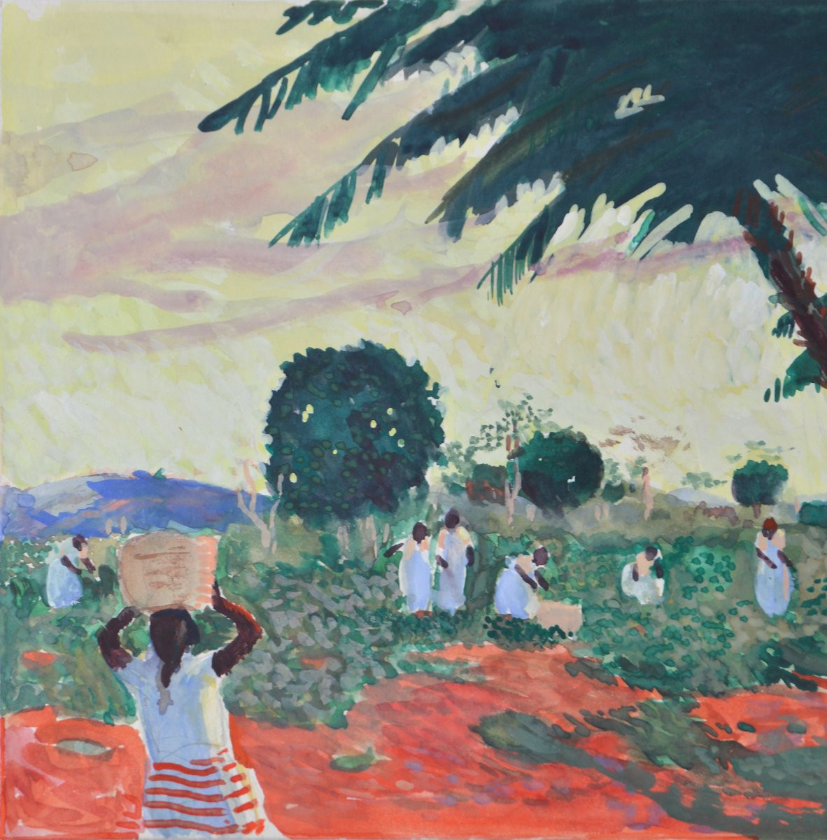 Willem Van Hasslet 1882-1963. “Récolte des pois du cap à Madagascar..”-photo-1
