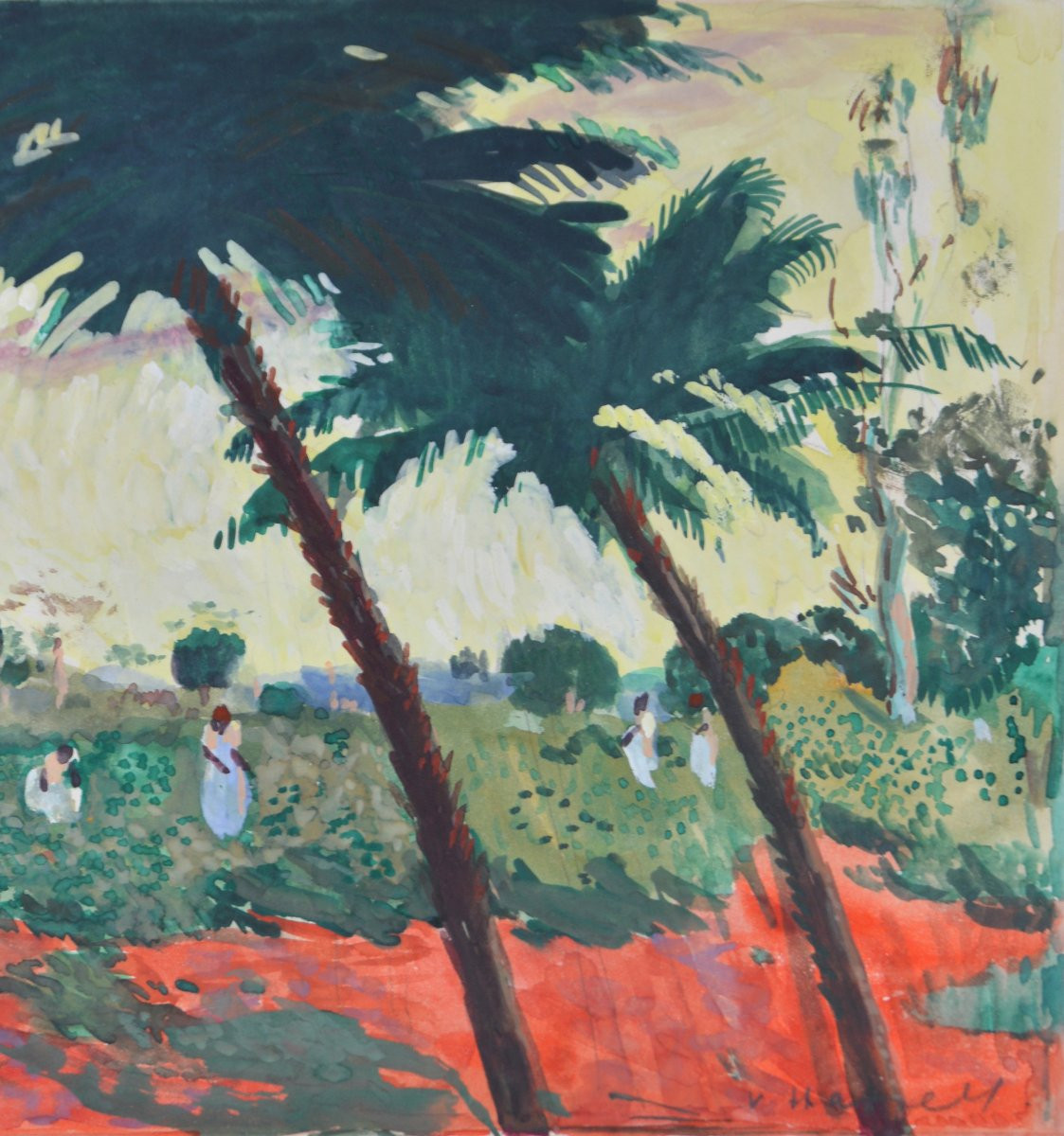 Willem Van Hasslet 1882-1963. “Récolte des pois du cap à Madagascar..”-photo-2