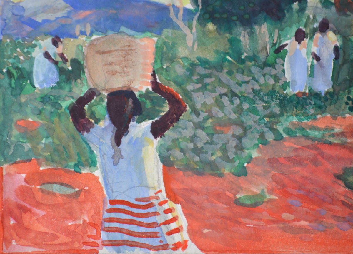 Willem Van Hasslet 1882-1963. “Récolte des pois du cap à Madagascar..”-photo-3
