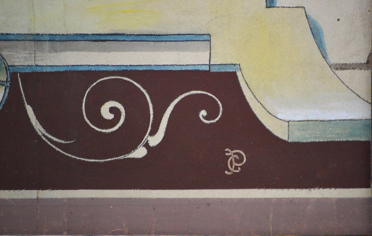 École Française 19ᵉ siècle. "Projet de décor d'époque Napoléon III."-photo-4