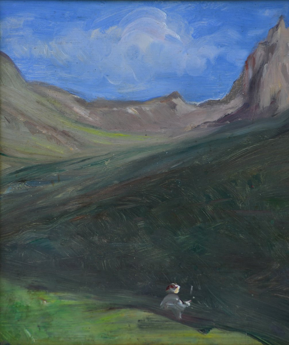 Gustave Colin 1828-1911. “Le col du Lautaret au fond de la Gorge de Barège (pic d’Espade).”-photo-2