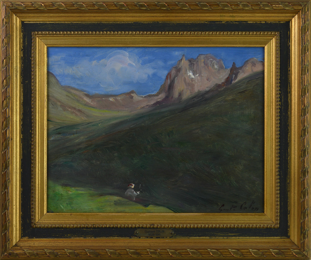 Gustave Colin 1828-1911. “Le col du Lautaret au fond de la Gorge de Barège (pic d’Espade).”