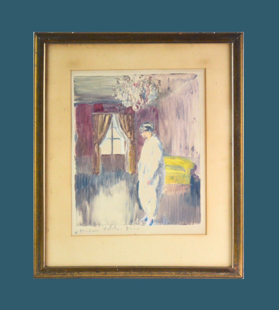 Adrien Désiré Étienne Drian 1885-1961. "Élégante dans son intérieur vers 1920 /1930."-photo-2
