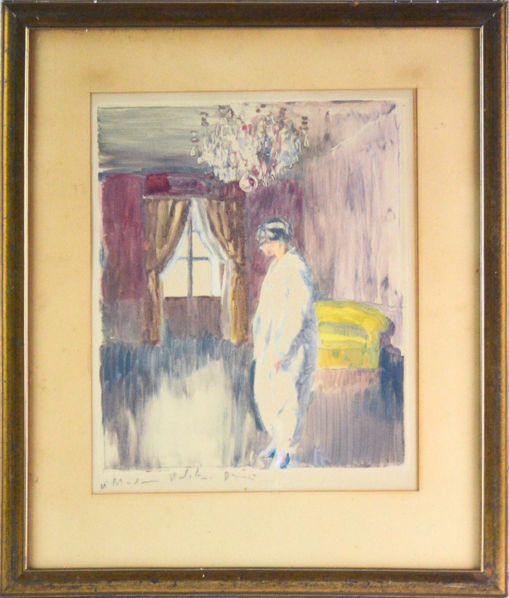 Adrien Désiré Étienne Drian 1885-1961. "Élégante dans son intérieur vers 1920 /1930."-photo-3
