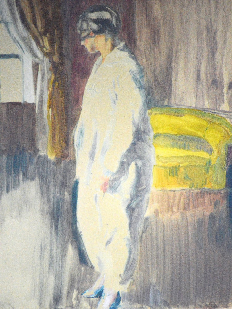 Adrien Désiré Étienne Drian 1885-1961. "Élégante dans son intérieur vers 1920 /1930."-photo-2