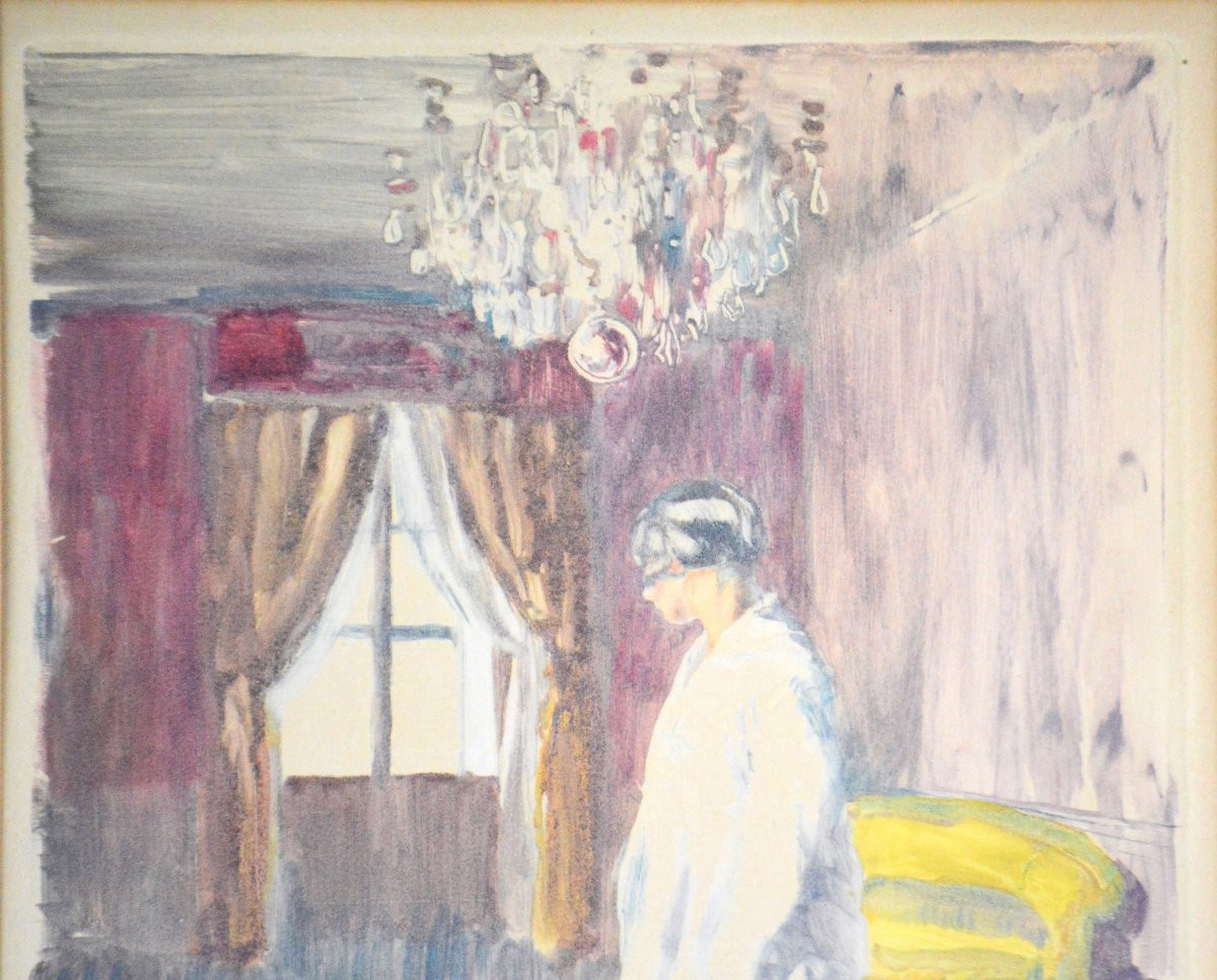 Adrien Désiré Étienne Drian 1885-1961. "Élégante dans son intérieur vers 1920 /1930."-photo-3