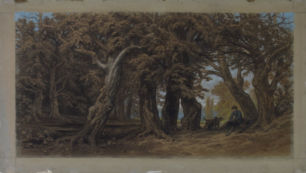 François Fortuné Antoine Ferogio (1805-1888). “La pause du chasseur.”-photo-3