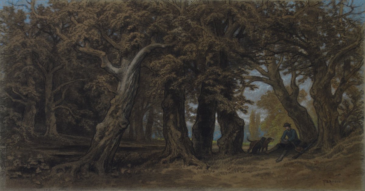 François Fortuné Antoine Ferogio (1805-1888). “La pause du chasseur.”