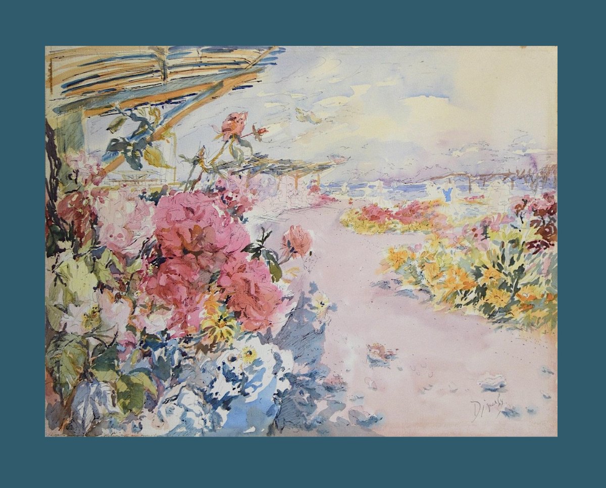 Éliane Diverly 1914-2012. "La roseraie du Port Canto Cannes. Parfum de Mai."-photo-2