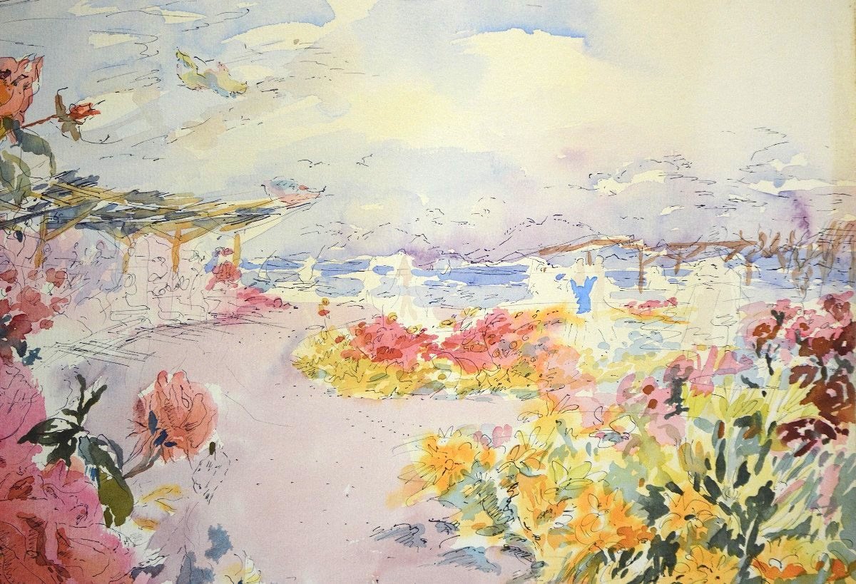 Éliane Diverly 1914-2012. "La roseraie du Port Canto Cannes. Parfum de Mai."-photo-2