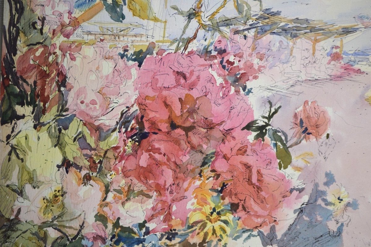 Éliane Diverly 1914-2012. "La roseraie du Port Canto Cannes. Parfum de Mai."-photo-3