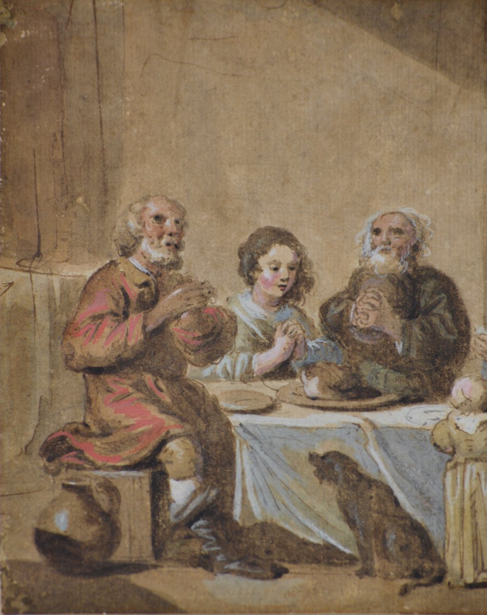 École Française XVIIIᵉ siècle.  “Le Bénédicité.”-photo-3