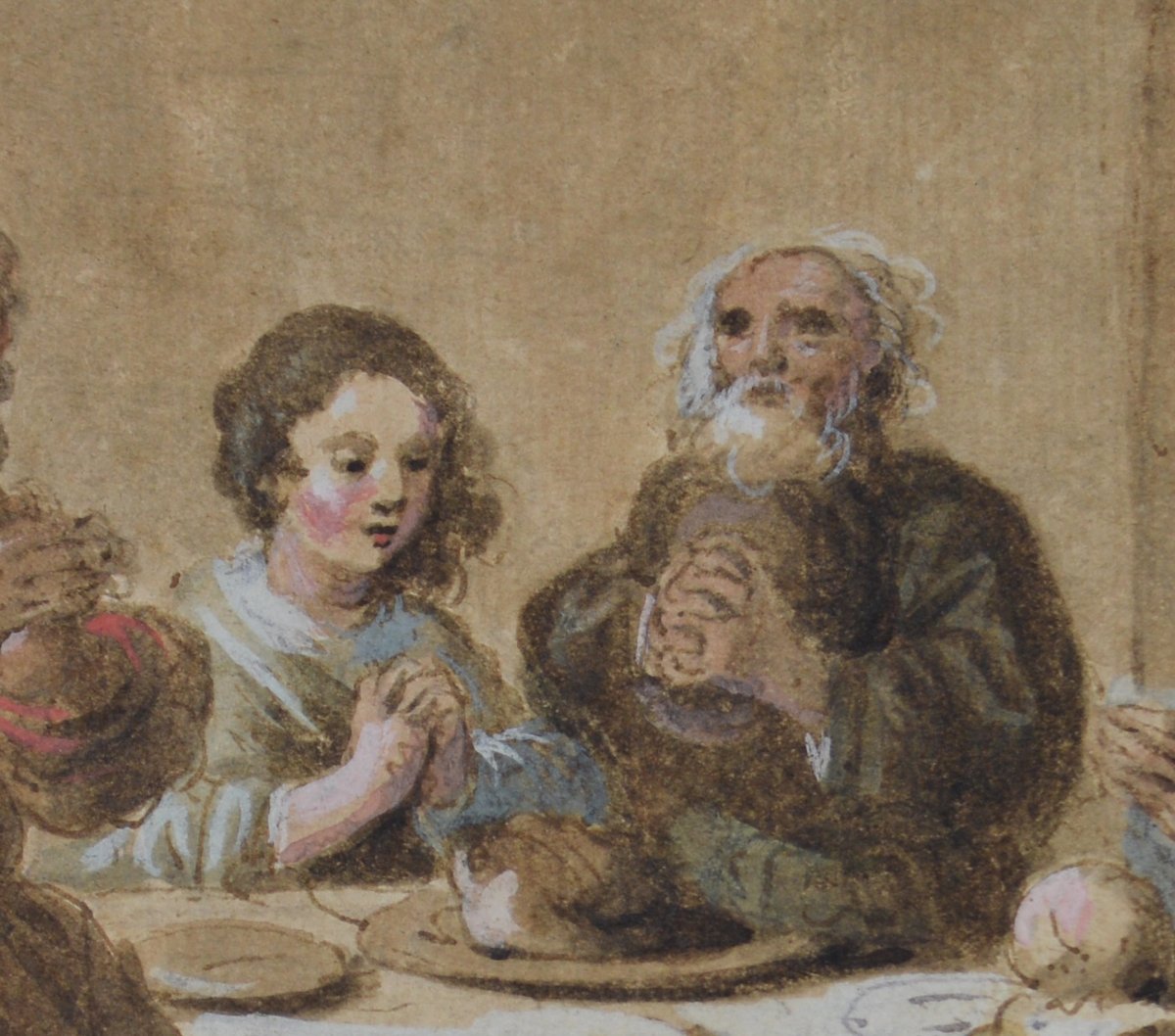 École Française XVIIIᵉ siècle.  “Le Bénédicité.”-photo-1