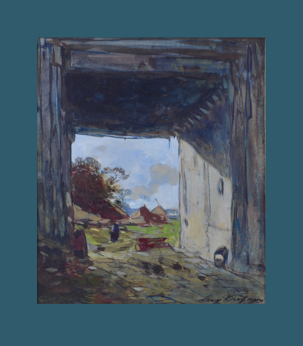 Eugène Deshaes (1828-1890). "Entrée de ferme."-photo-2