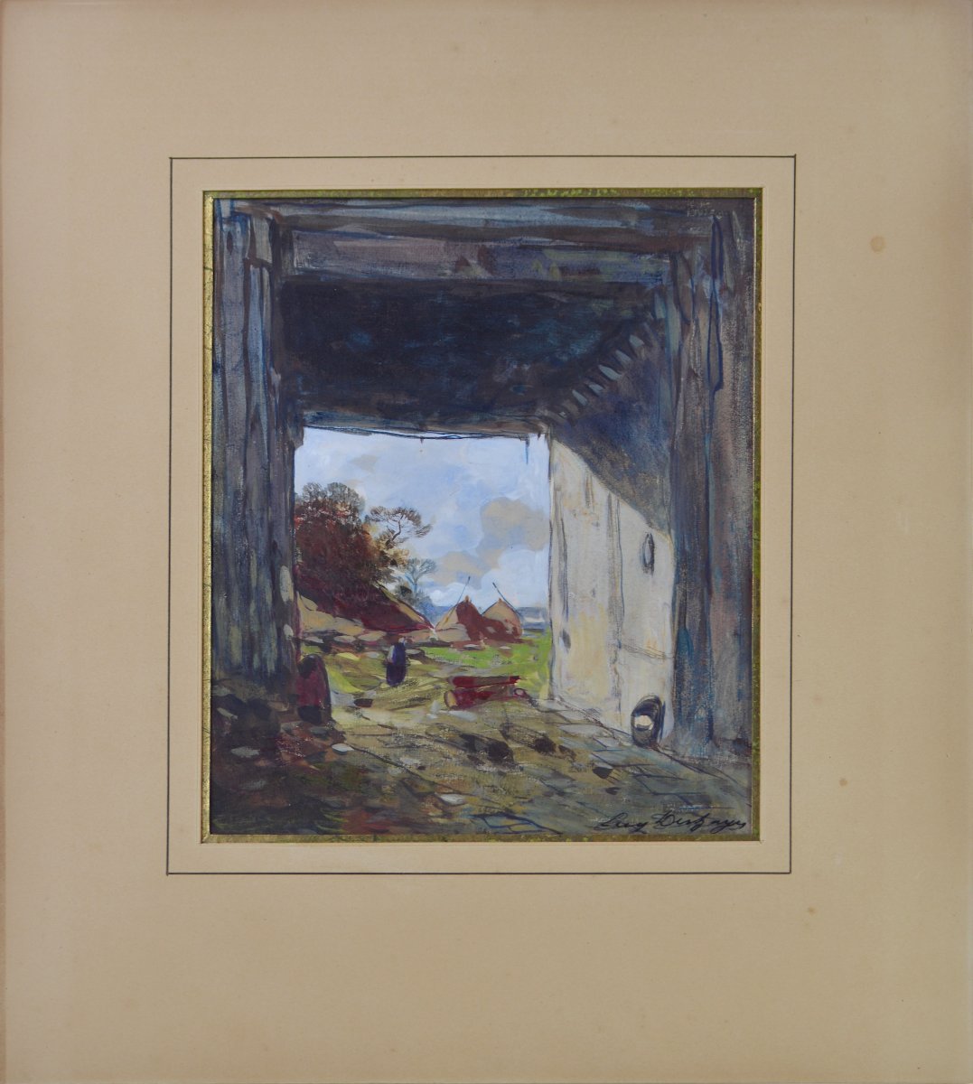 Eugène Deshaes (1828-1890). "Entrée de ferme."-photo-3