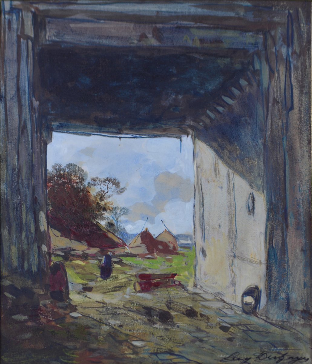 Eugène Deshaes (1828-1890). "Entrée de ferme."