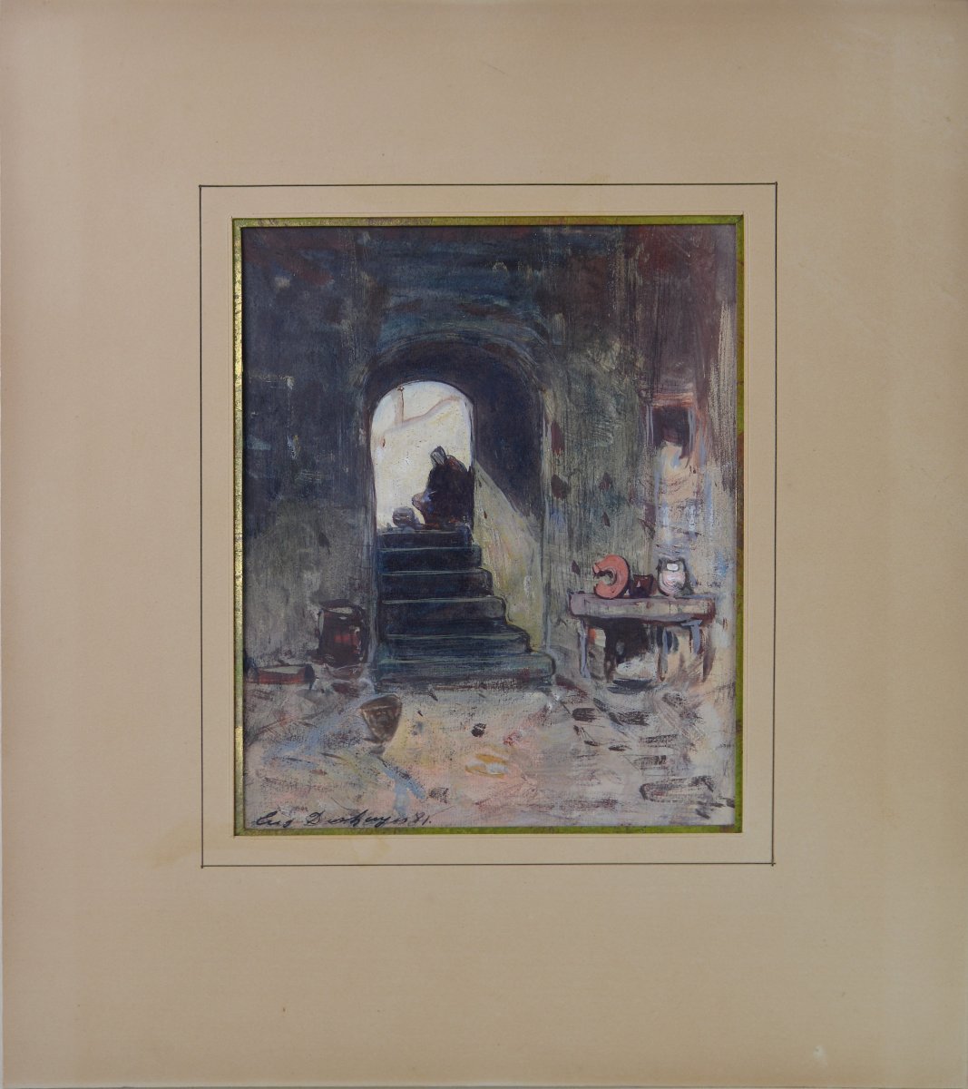 Eugène Deshaes (1828-1890). "Intérieur de cuisine."-photo-3
