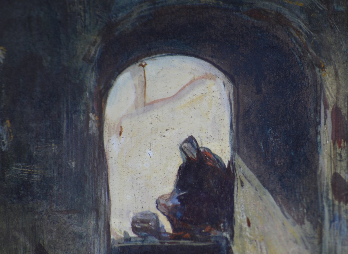 Eugène Deshaes (1828-1890). "Intérieur de cuisine."-photo-4