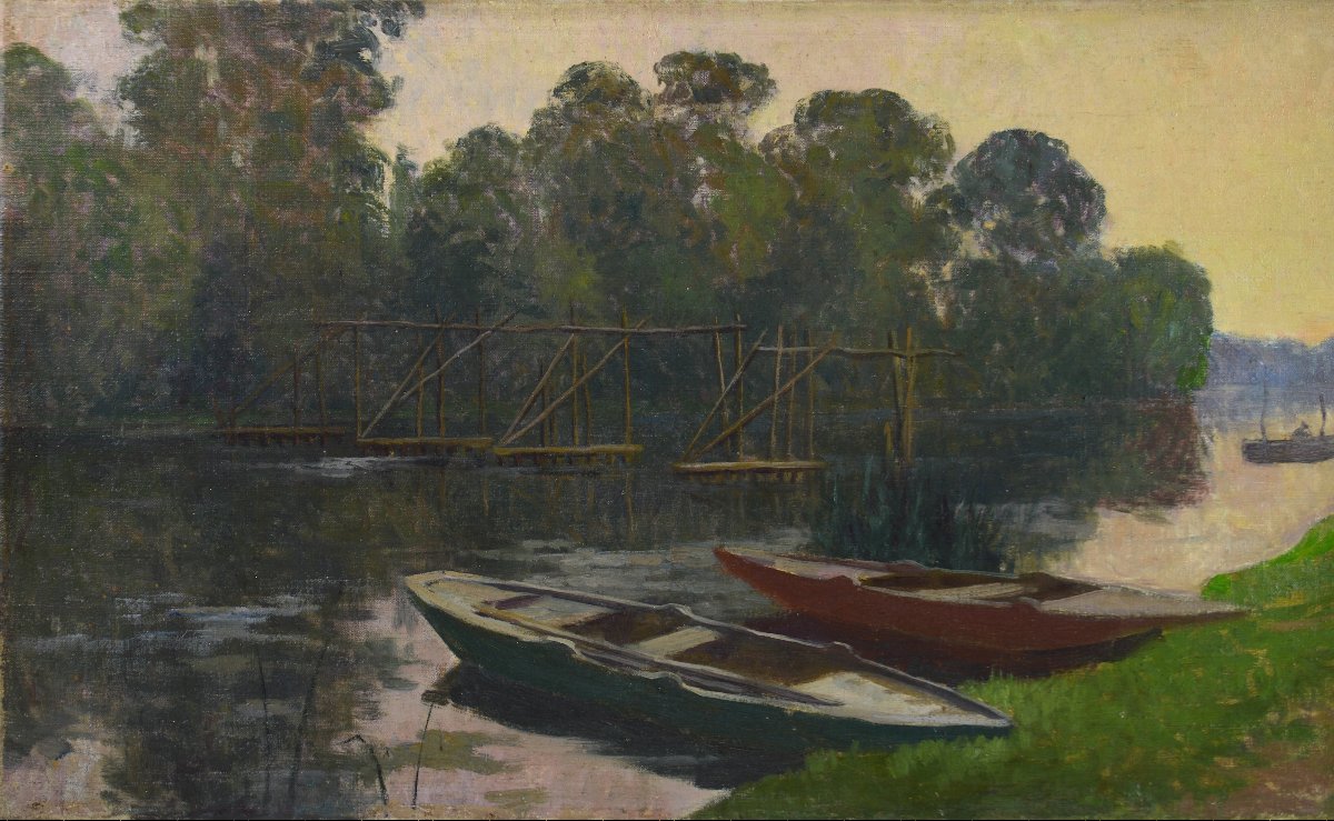André-Louis Mestrallet (1874-1968). "Bords de Seine à Juziers."-photo-4
