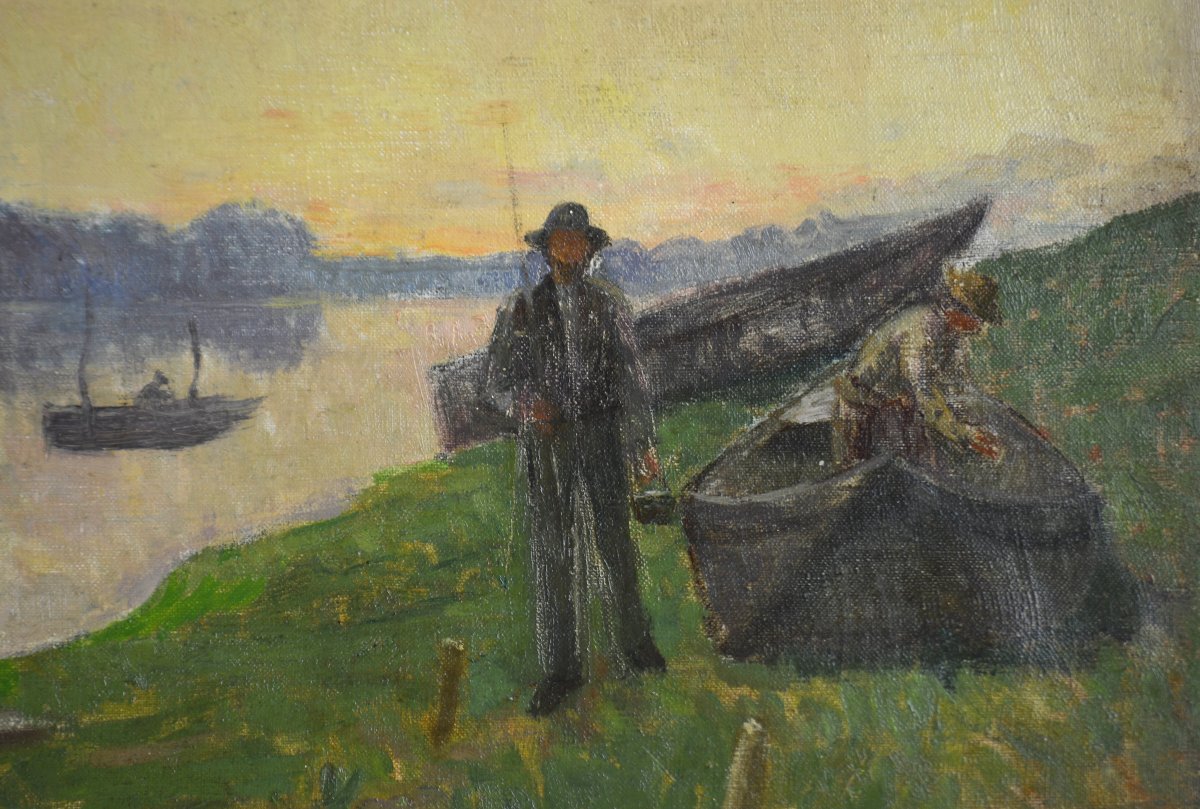 André-Louis Mestrallet (1874-1968). "Bords de Seine à Juziers."-photo-2