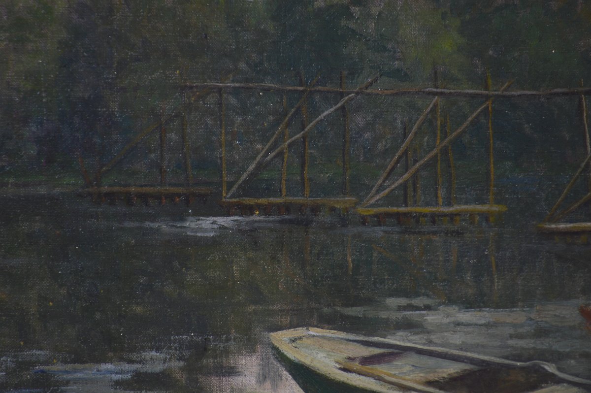 André-Louis Mestrallet (1874-1968). "Bords de Seine à Juziers."-photo-3