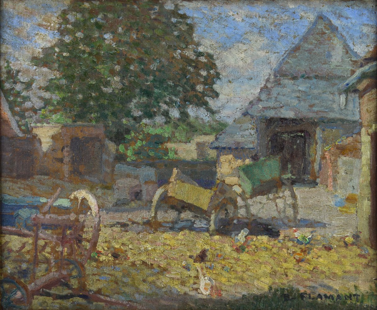 Émile-Marcel Flamant (1896-1975). "Cour de Ferme."-photo-3