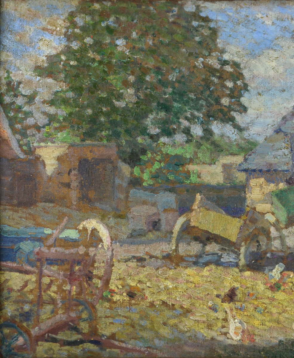 Émile-Marcel Flamant (1896-1975). "Cour de Ferme."-photo-1