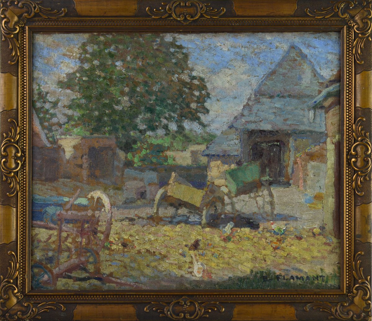Émile-Marcel Flamant (1896-1975). "Cour de Ferme."