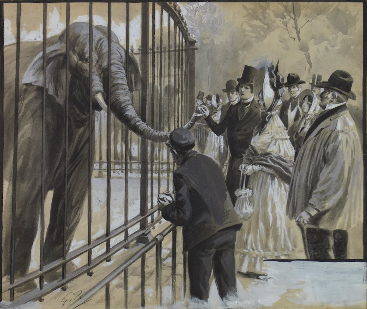Georges Redon (1869-1943). “Éléphant au jardin des plantes à Paris.”-photo-3