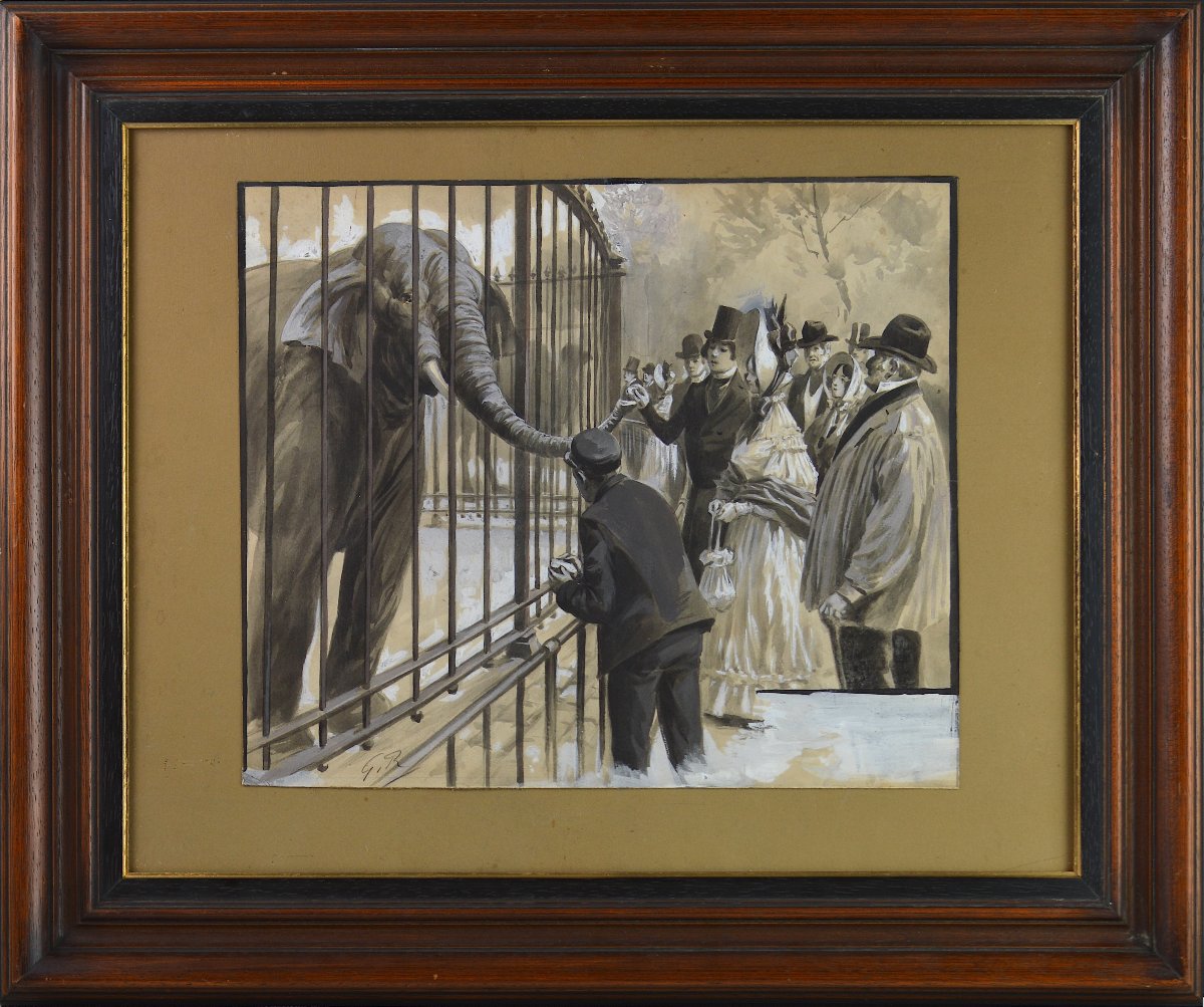 Georges Redon (1869-1943). “Éléphant au jardin des plantes à Paris.”