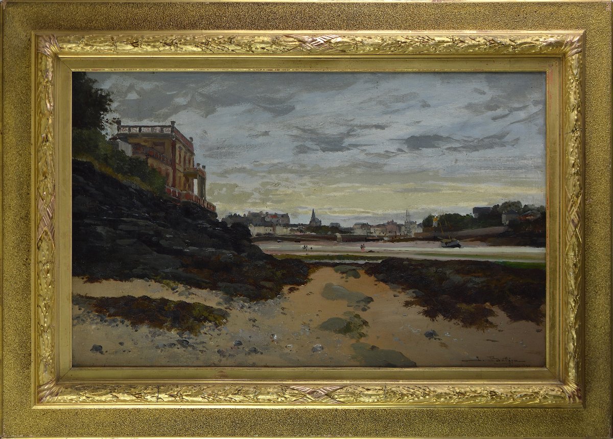 Jules-gustave Bahieu (1847–1916). “view Of A Beach In Pornic.”